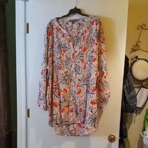 Roaman's Floral Tunic in Red and Blue